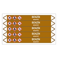 Značení potrubí, benzín,5 ks, 150 × 12 mm